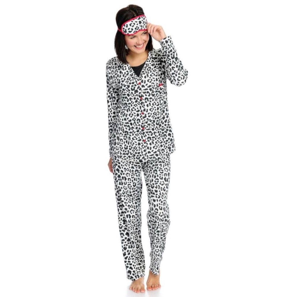 Everyday Koze Harve Benard 4 Piece Pajama Set M Medium Leopard Animal Print NEW